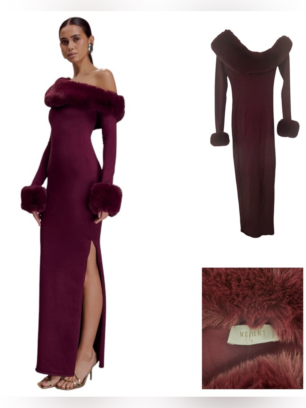 Meshki Karleigh Faux Fur Knit Maxi Dress - Picture 1 of 4
